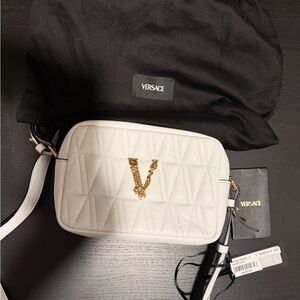 Versace New With Tags White Quilted Crossbody Bag